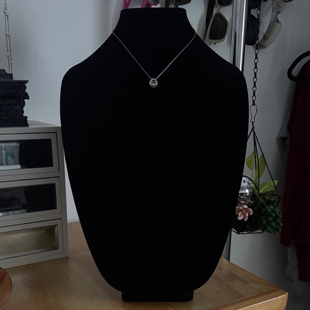 Swarovski Silver Necklace with Pink Crystal